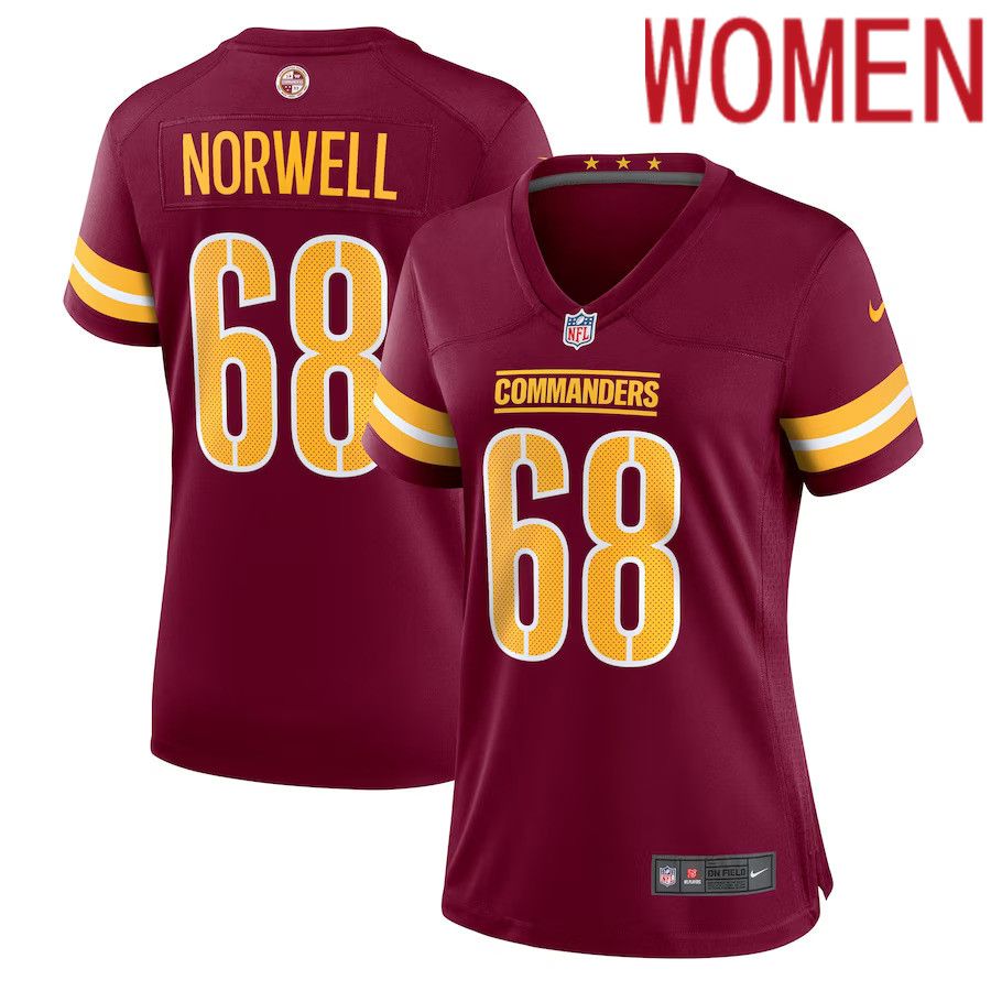 Women Washington Commanders #68 Andrew Norwell Nike Burgundy Player Game NFL Jersey